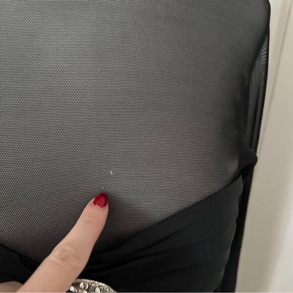 Vintage Cache Black Mesh Moon Embellished Gown - Picture 4 of 10